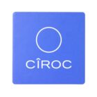 Blue square coaster with the word Cîroc in white, beneath a white circular outline.