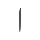 A sleek black pen is shown vertically against a plain white background. The pen has a silver clip and a smooth, cylindrical body.