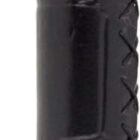 A silver and black ballpoint pen with a clip. The top half is silver, while the grip section is black with a stitched pattern.