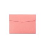 A pink envelope-style clutch purse with a sleek, minimalist design, displayed against a plain white background.