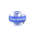 A transparent power wrist ball with a blue band around its center, labeled Power Wrist Ball. It appears to be a fitness or exercise device used for strengthening wrists or forearms.