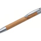 A ballpoint pen featuring a wooden barrel with a silver metal tip, clip, and push-button. The word AVLINE is engraved on the barrel. The pen is positioned diagonally against a white background.