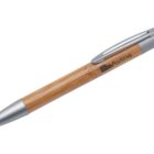 A bamboo pen with a metallic tip and clip. The pen features a retractable design with a click mechanism. The brand name Aviline is printed in black on the wooden barrel.