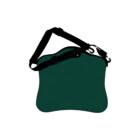 Dark green shoulder bag with a black adjustable strap. The bag has a wavy, rectangular shape and is displayed against a white background.