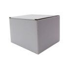Plain white cardboard box on a white background, showing minimal shadows. The box has a closed lid and sharp, defined edges, with no visible markings or labels.