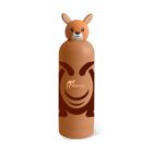 A brown insulated water bottle with a cute kangaroo design on the exterior. The bottle features a kangaroo head as the cap and a simplistic kangaroo graphic on the side, with Company Name printed in the center.