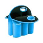 A blue soft-sided insulated wine carrier with four compartments and two handles. The material appears to be neoprene with black interior accents and stitching. The carrier is branded with the text Igloo.