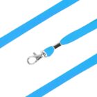 A bright blue dog leash with a silver metal clasp. The leash is shown in a looped arrangement against a plain white background.