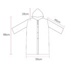 Diagram of a hooded coat with measurements: 89cm length, 45cm sleeve, 55cm width, 28cm hood.