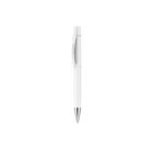 A white ballpoint pen with a silver clip and nib, shown against a plain white background. The pen has a sleek, minimalistic design.
