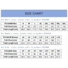 Size chart for mens, womens, and kids clothing. Mens sizes (S to 5XL) with chest and length details. Womens sizes (L6 to L18) with chest and length info. Kids sizes (4Y to 16Y) with chest and length measurements.