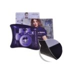 A collection of small posters and a purple drum-themed mouse pad. The mouse pad has an illustration of a drum kit with the text Lets Rock. A close-up shows the textured back of the mouse pad.