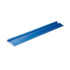 A blue, triangular-shaped ruler with white measurement markings in centimeters. The ruler is placed at a slight angle on a white surface, showing its 30-centimeter length.