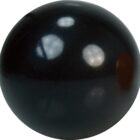 A shiny black 8-ball with white reflections on its surface, isolated on a white background.