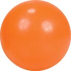 A smooth, round, bright orange ball against a plain white background. The surface of the ball is glossy, reflecting light in a couple of spots.