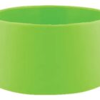 A bright green silicone wristband with a smooth, unadorned surface.