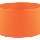 Orange silicone wristband on a white background.