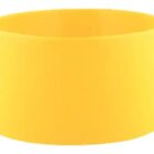 Yellow silicone wristband on a white background.
