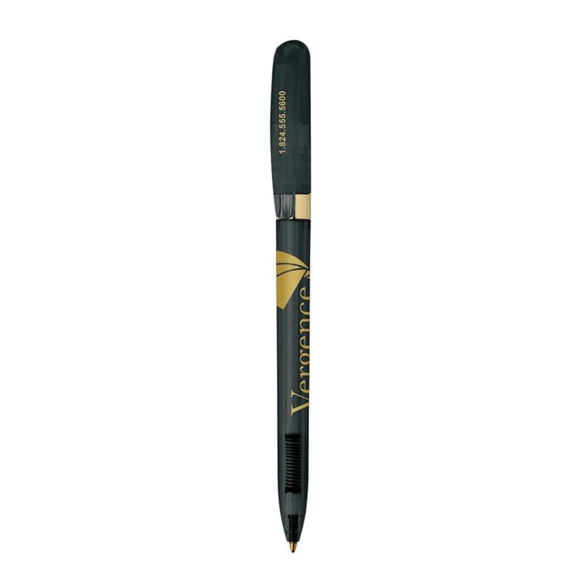 Black and gold pen with cap, labeled Vengeance.
