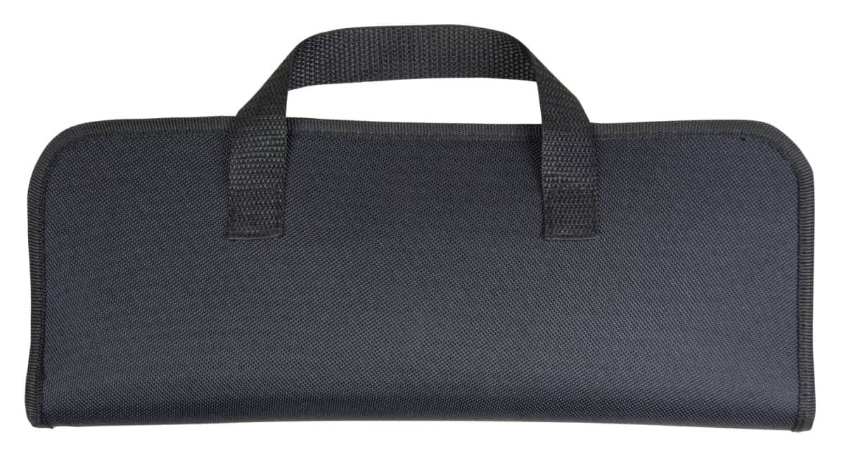 A black rectangular fabric case with a handle on top, designed for carrying and storage. The material appears textured, and the handle is stitched to the case, suggesting durability. The case is closed and lays flat in the image.