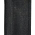 A black, tall reusable jute wine bag with two sturdy handles. The bag has a rectangular shape and a textured finish, designed to hold a single bottle securely.