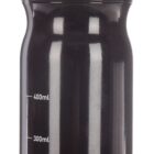 A black sports water bottle with measurement markings on the side, showing increments from 100ml to 700ml. It has a screw-on lid with a spout on top.