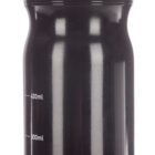 A black water bottle with neon green accents on the cap. It features a sports-style nozzle at the top and volume measurements marked on the side, ranging from 100ml to 700ml. The bottle has a sleek and ergonomic design.