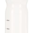 A clear plastic water bottle with a black screw-on lid and green accent. Measurement markings from 100ml to 700ml are visible on the side.