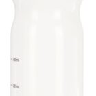 A white plastic water bottle with a black cap and an orange accent. The bottle has measurement markings up to 700ml on its side.