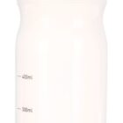 A transparent water bottle with a black cap and blue accent holds up to 700ml. Measurement markings are visible on the side, displaying increments from 100ml to 700ml.