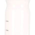 A translucent white sports water bottle with a screw-on black lid, featuring a pink accent. The bottle has volume markings on the side measuring up to 700ml.