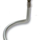 A flexible silver metal gooseneck stand with a round base and an alligator clip at the top, used for holding small objects.