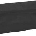 A black, cylindrical drawstring bag with a toggle closure at one end. The bag appears to be made of a soft, fabric material.