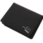 A sleek black wallet with a simple, minimalist design. The word picture is embossed in white on the bottom right corner. The wallet is closed and positioned against a plain white background.