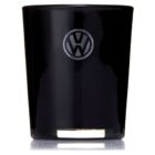 A sleek black glass with the Volkswagen logo engraved on the side. The reflective surface below hints at a subtle shine.