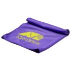 A folded purple towel featuring the Allied Telesis logo in yellow on its surface.