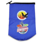 Blue drawstring bag featuring two logos: one with an eagle, sunset, and water, labeled Port Walcott Yacht Club; the other with fish and a boat, labeled Pilbara Fishing Extravaganza.