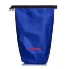 A blue waterproof dry bag with a black top closure and a red logo reading QROOK near the bottom. The bag appears slightly crumpled, suggesting its flexible and can be cinched closed at the top.