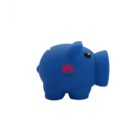 A blue piggy bank with a Huawei logo on its side, featuring a simplistic design and a large black eye, set against a plain white background.
