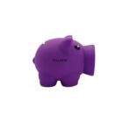 Purple pig-shaped rubber toy with the word Fujifilm printed on its side in black, featuring a large round snout and small black eyes. The toy stands on short legs against a plain white background.