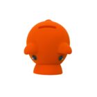 Orange, cartoon-style octopus shaped piggy bank with two small black eyes and a visible coin slot on top. The design is simplistic and playful, set against a white background.
