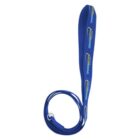 Blue lanyard coiled neatly on a white background, featuring the words CROSS MATCH printed in yellow.