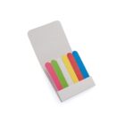 A set of colorful nail files in a white, partially opened cardboard case. The files are pink, green, yellow, red, and blue, arranged side by side.