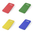 Four foam kneeling pads in red, green, yellow, and blue arranged in a two-by-two grid on a white background. Each pad has a textured surface and a built-in handle.