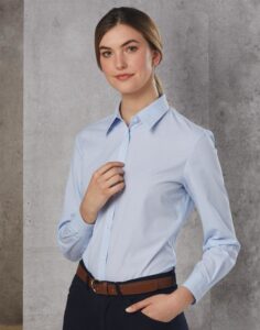 Corporate fine stripe long sleeve shirt