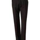 Black dress pants on a white background.