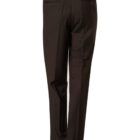 Back view of formal brown trousers with pockets and belt loops.