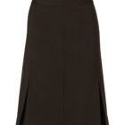 A black knee-length skirt with a high waist and subtle side pleats. The fabric has a smooth texture, and the skirt features a straight, tailored fit suitable for formal or office wear.