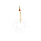 White snowflake-shaped ornament with a brown string attached at the top, featuring a small red bead near the knot. The snowflake has a simple, geometric design, and the background is plain white.