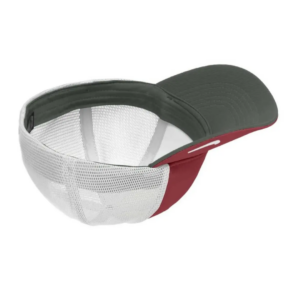 Upside-down red and gray Nike Dri-FIT Mesh Back Cap.